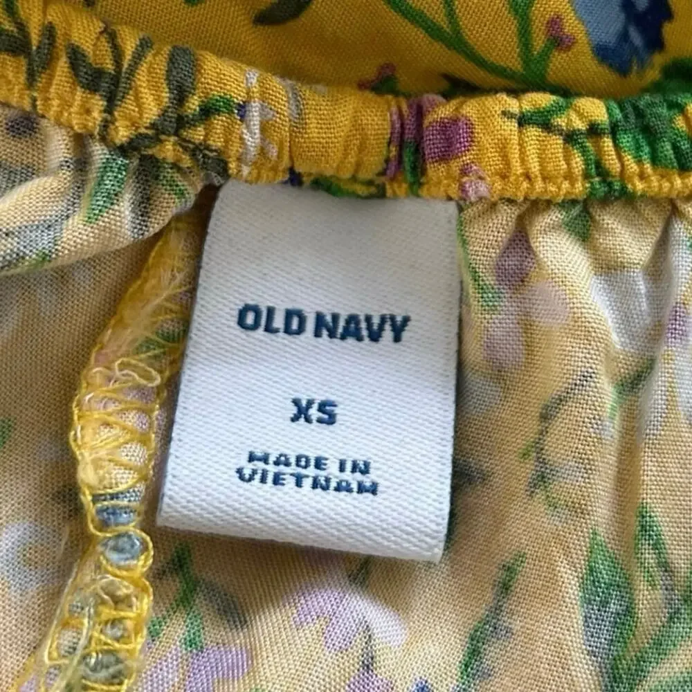 Old Navy Floral Slip Maxi Dress Yellow Cottagecore Boho Summer Sundress Size XS - Picture 4 of 8